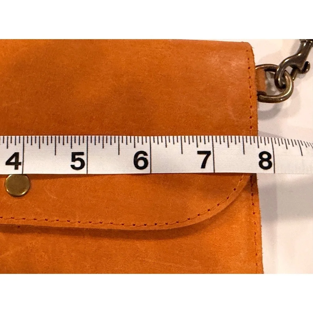 ABLE Cognac Leather Wristlet Wallet Snap Closure‎ Clutch Brown